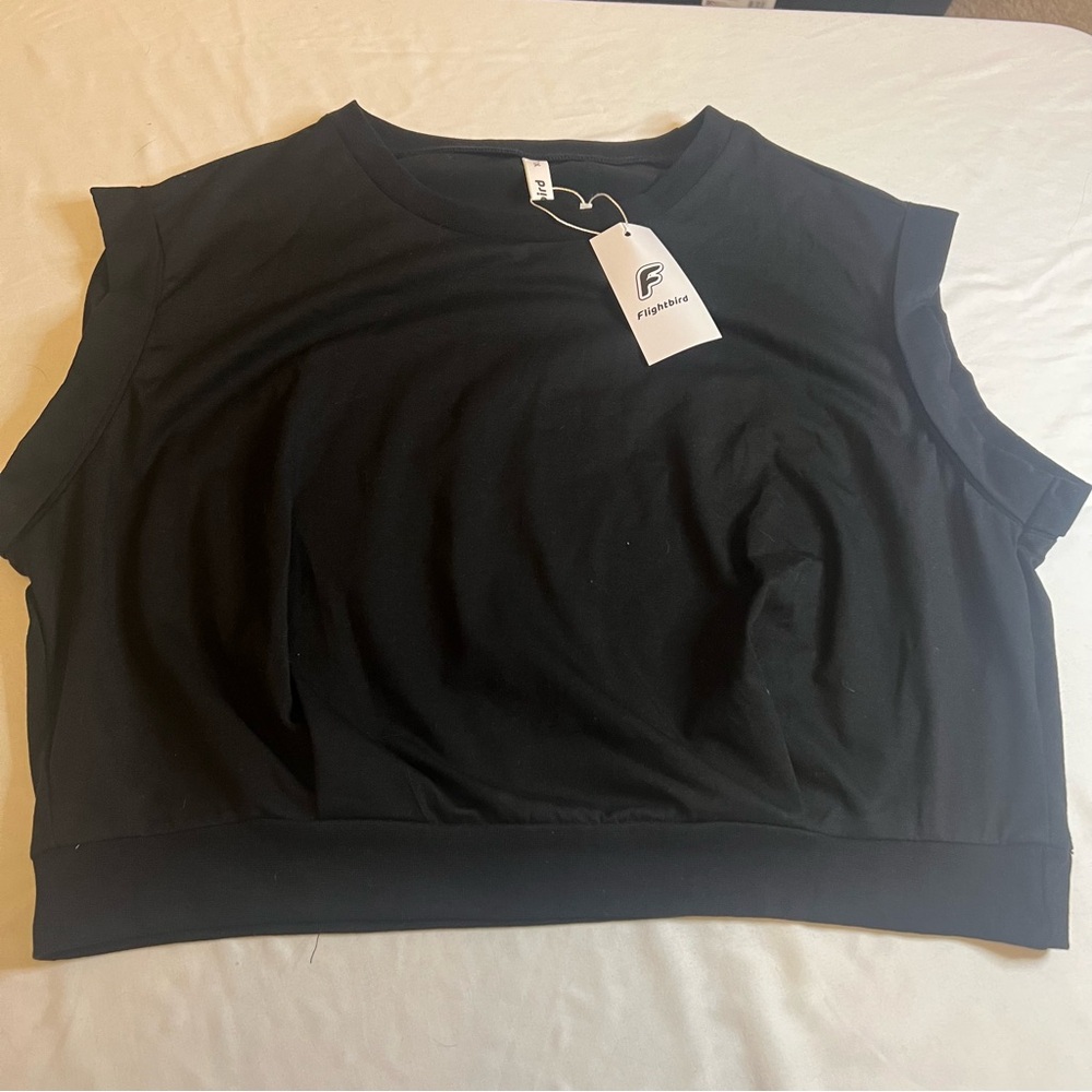 NWT Flightbird Black Sleeveless Crop Top Women’s XL Tank Athleisure Casual